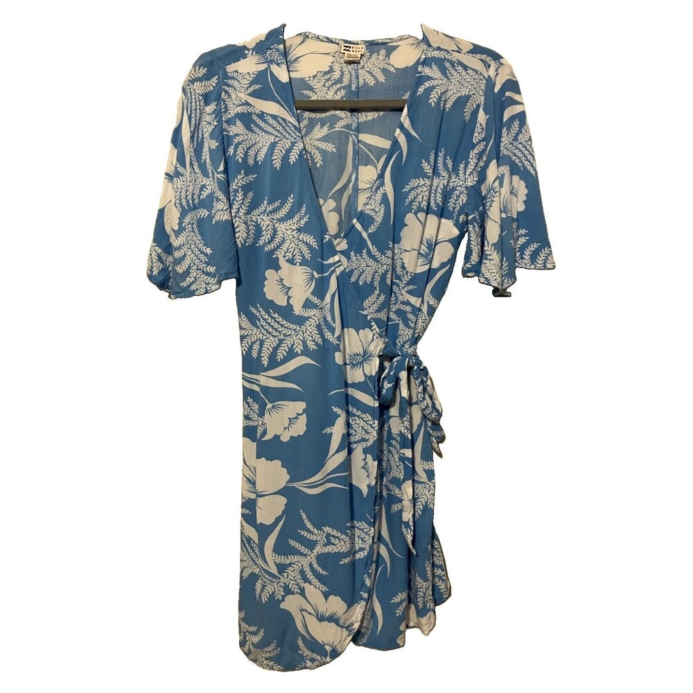 Billabong Floral Wrap Mini Dress Swim Cover Up Hawaiian Casual Small